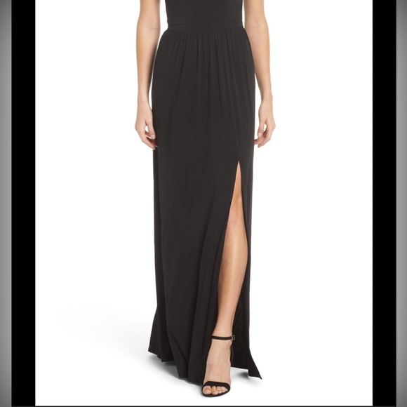 Michael Kors Black Keyhole Maxi STRETCH Dress XS HIGH SLIT WORN ONCE LIKE NEW - Picture 10 of 10